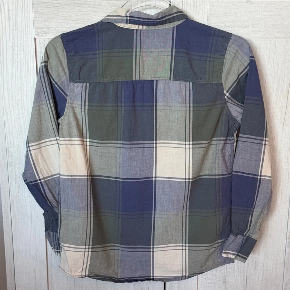 OshKosh B'gosh Navy, Green & Cream Plaid Button-Down Shirt
